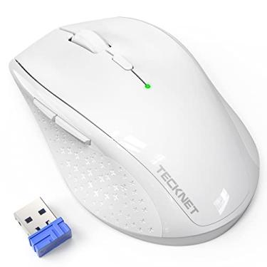Imagem de TECKNET Mouse sem fio, mouse de computador de 2,4 G com 6 níveis ajustáveis 4800 DPI, bateria de 30 meses, alças ergonômicas, 6 botões portáteis para PC, Chromebook, Mac - Branco
