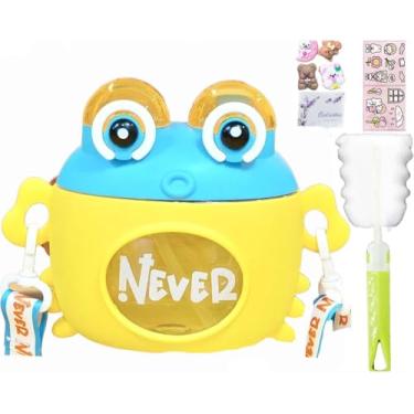 Imagem de viva story Garrafa de viagem Cat Paw com urso de palha, copo para beber gelo, leite, café, desenho animado, escavadeira, copo de plástico para piquenique, festa, presente de aniversário (laranja