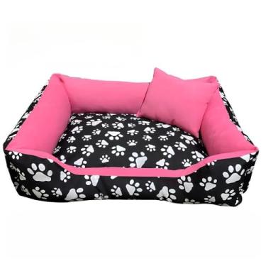 Imagem de Cama cachorro medio caminha pet 60 x 50 com ziper lavavel fundo impermeavel +almofadinha(PATINHA PINK (M))