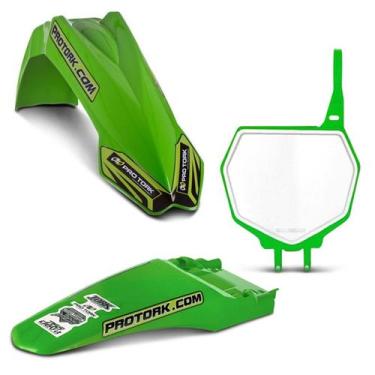 Imagem de Kit Paralama Dianteiro Traseiro Number Plate Mx2 Pro Tork, VERDE, MX2