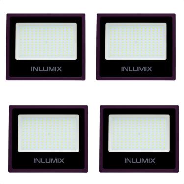 Imagem de Kit 4 Refletor Holofote De Led 100w Branco Frio 6500k Preto 110/220v