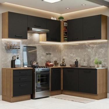 Imagem de Cozinha Completa 399002 Com Armário E Balcão Rustic/Preto - MADESA