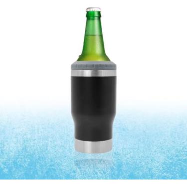 Imagem de Copo Térmico 3 em 1 Porta Lata e Garrafa Long Neck com Abridor Integrado – Aço Inox com Tampa Vedada, 420ml – Mantém Bebidas Geladas por Até 4h (Cod. SPO0176)