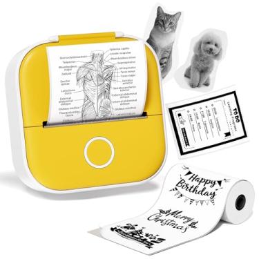 Imagem de Ponek Mini impressora de adesivos, mini impressora T02, máquina de fazer adesivos com 1 rolo de papel, máquina de notas adesivas com tinta térmica Bluetooth para scrapbook, diário, anotações