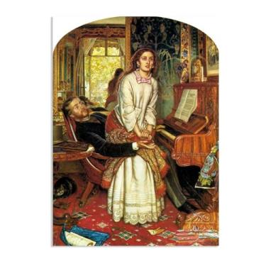 Imagem de Zeichn8u Pintura famosa William Holman Hunt Arte de parede O Despertar Consciência Impressão em tela Presente Sala de Estar Impressão Decoração de Quarto Obras de Arte 100 x 70 cm Pôster
