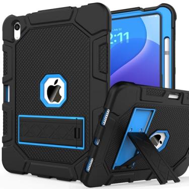 Imagem de Capa para iPad de 11 polegadas (A16) 11ª geração 2025 / iPad 10ª geração 11 polegadas 2022, capa protetora resistente à prova de choque para iPad com suporte e porta-lápis, preto + azul