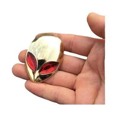 Imagem de Emblema De Cabeça De Alienígena 3D Em Metal Completo Para Carro, Moto,