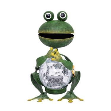 Imagem de Topadorn Estátua de sapo movida a energia solar caprichosa, decoração à prova de intempéries de jardim ao ar livre para quintal, pátio, gramado ou varanda, 28,5 cm A