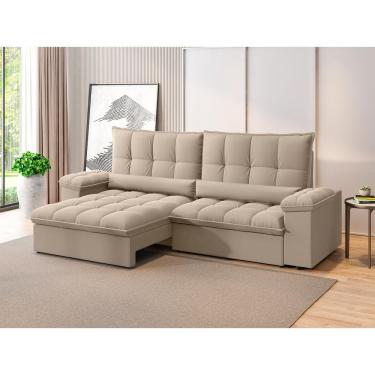 Imagem de Sofá Retrátil 4 Lugares DDS Sofá Sideral 230cm Molas Bonnel Velosuede Encosto Reclinável Braço Removível