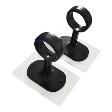 Imagem de YWJLQH 2 peças de suportes para haste de cortina de teto, suportes para haste de cortina, suporte de trilho, ferragens para armário, ganchos para vara de, Preto