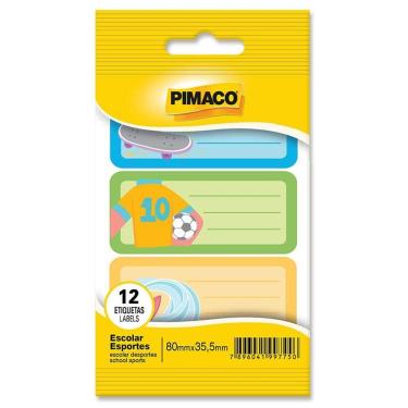 Imagem de Etiqueta escolar esportes c/ 12 unidades Pimaco