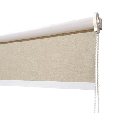 Imagem de Cortina Persiana Rolô Com Bandô 1,40 L x 1,40 A Cor Linho Bege Blackout 100% Persiana