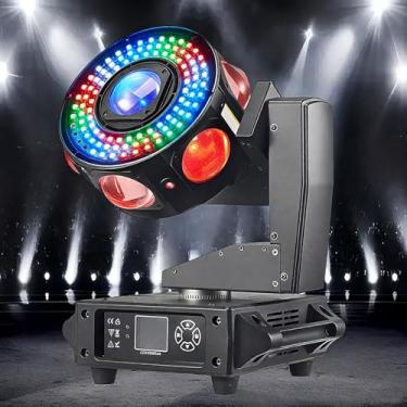 Imagem de Mini projetor móvel de 160 W DMX para festa de DJ, casamento, luz de cabeça móvel com círculo colorido de 108 x 0,2 W, DMX 512 com controle de som para iluminação de palco de festa de DJ de casam