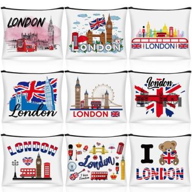 Imagem de Bolsa de cosméticos Huhumy London Theme, 9 unidades para meninas e mul