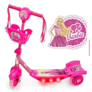 Imagem de Patinete Infantil menina 3 Rodas Musical Com Luzes de Led/Cesta