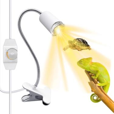 Imagem de WTETMYL Lâmpada de calor de réptil, luz térmica de pescoço de ganso flexível giratória de 11 mm de espessura, lâmpada de tartaruga UVA/UVB lâmpadas de aquecimento de tanque de aquário com interruptor
