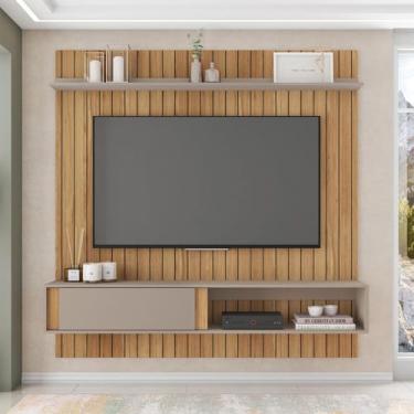 Imagem de Painel Sirius Ripado 180cm para TV até 65 com Ripado MDF Buriti/Cacao G11 - Gran Belo