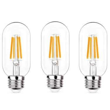Imagem de NOTOC Lâmpada LED E26 4W, equivalente a 40W, lâmpada tubular E26 não regulável luz do dia quente 4000K, lâmpada de filamento Edison transparente antigo, pacote com 3