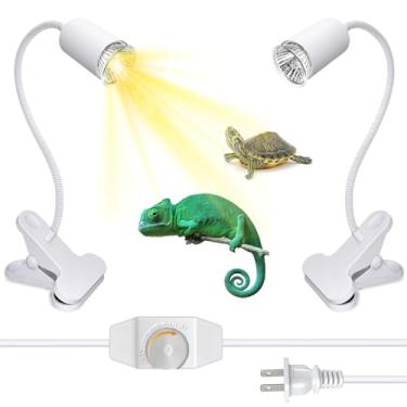 Imagem de Lâmpada de tartaruga pacote com 2 lâmpadas de calor para répteis, luz de aquecimento de tartaruga com cabo de 240 cm, lâmpada de ponto de frade com clipe de luz para tanque de tartaruga com mangueira