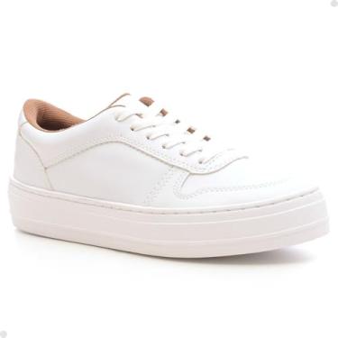 Imagem de Tênis Tenehi Feminino Branco Básico Sola Baixa Conforto e Versatilidade (branco, BR, Adulto, Numérico, 33)
