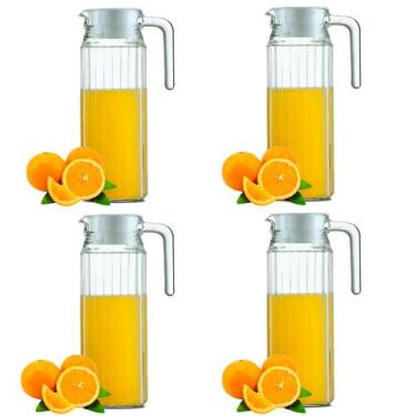Imagem de Jarra De Vidro Com Tampa Suco Água 1 Litro 4 Unidades - Ladiv