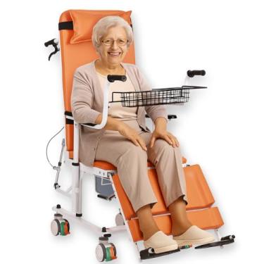 Imagem de Cadeira de Transferência Elevação Maca-Leito com Comadre Idoso Acamado Cadeirante 120Kg