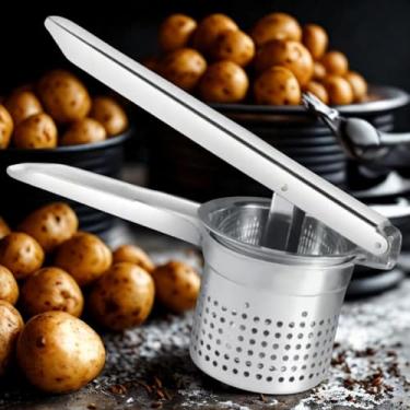 Imagem de Espremedor de Batatas Manual em Aço Inox, 29 cm, Design Ergonômico, Multiuso para Legumes