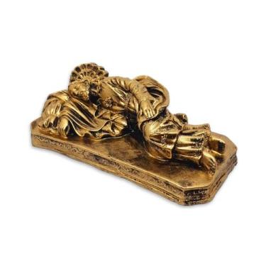 Imagem de Imagem de São José Dormindo Grande Gesso 26cm Dourado Ouro - Divinário