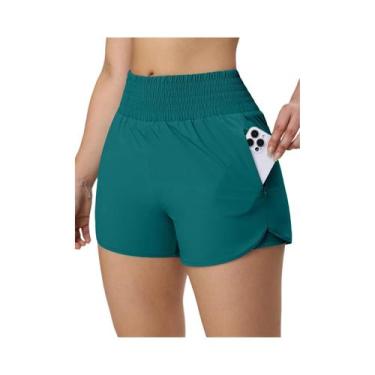Imagem de Shorts Esportivos De Cintura Alta Para Mulheres 2024 XS-XXL Com Bolsos