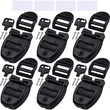 Imagem de OIIKI 6 conjuntos de clipes de cobertura de banheira de hidromassagem de spa, substituição de clipes de cobertura de banheira de hidromassagem, kit de trava com 12 travas de clipe, 6 slides, 6 chaves