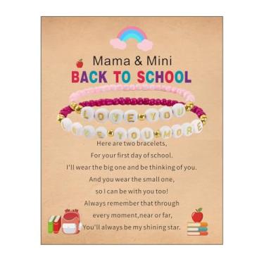 Imagem de APIUWOXE Pulseira First Day of School para Mommy and Me Mom Daughter Pulseiras de volta às aulas Joias Presentes para meninos e meninas, FDoK/stretchy‌, Nylon, Sem Pedra Preciosa