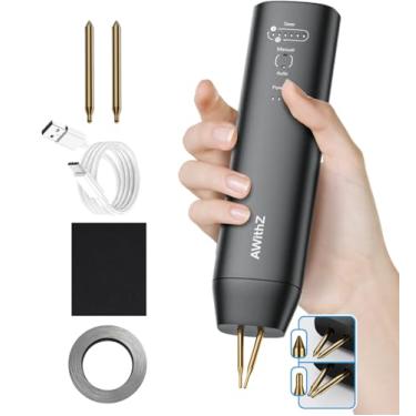 Imagem de AWithZ Soldador a ponto de bateria, 11 engrenagens, ajustável, ponta de caneta substituível, modo automático e manual, folhas de níquel banhadas por soldagem para bateria DIY 18650