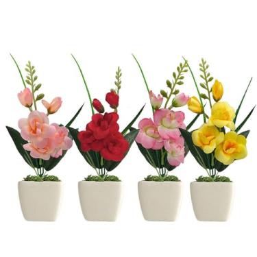 Imagem de Plantas Artificiais Decorativas,Arranjo De Flores Orquídeas Artificiais Kit 4 Decoração(Kit 1)
