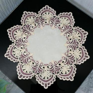 Imagem de Toalha de mesa de cabeceira redonda capa de mesa de renda macramê toalha de mesa clássica jacquard pequena toalha de mesa de linho toalha de mesa cachecol para festa de casamento tapete de vaso tapete