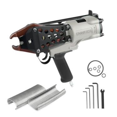 Imagem de Woodpecker C130L Grampeador de anel pneumático pesado calibre 11, diâmetro de fechamento de 13-14 mm, coroa de 3,8 cm, pistola de anel C leve e potente para cercas de bordas, gabiões e gaiolas