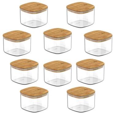 Imagem de 10x Pote Hermetico Cozinha 450ml OU Keep com Tampa de Bambu