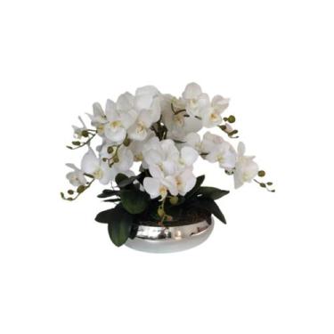 Imagem de Arranjo de 6 Orquídeas Branca no Vaso Espelhado - La Caza Store
