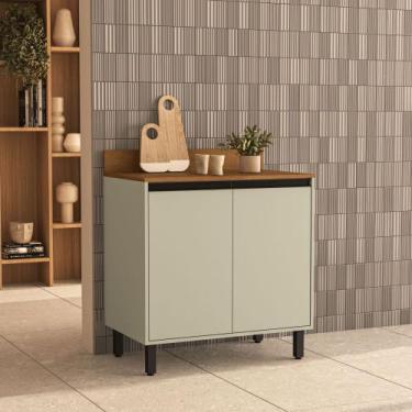 Imagem de Balcão 2 Portas 80cm com Tampo Koya Politorno Móveis, Verde