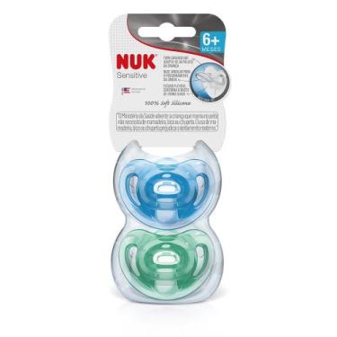 Imagem de Kit chupeta fase 2 acima de 6 meses sensitive soft nuk 100 silicone bo
