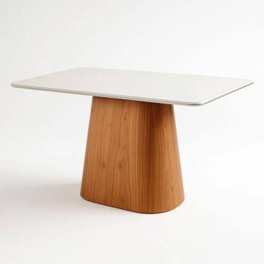 Imagem de Mesa De Jantar Maya Retangular Tampo Laqueado Com Vidro 120x90 Luka Decor