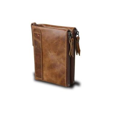 Imagem de Carteira de couro com bloqueio RFID para homens Cartera Short Purse - 