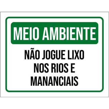 Imagem de Kit 3 Placas Meio Ambiente Não Jogue Lixo Rios Mananciais