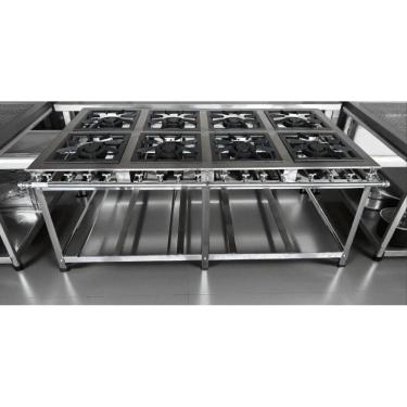 Imagem de Fogão Industrial 8 Bocas Duplas 30x30 P7 em Aço Inox Leona