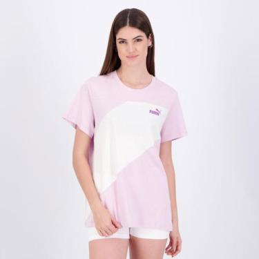 Imagem de Camiseta Puma Power Tee Feminina Branca e Rosa, GG