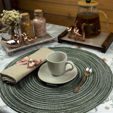 Imagem de 6 Jogo Americano Redondo Mesa Posta Sousplat Luxo Pvc Pmaz