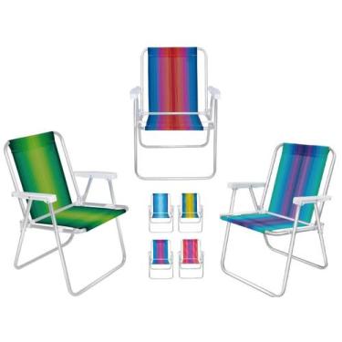 Imagem de Kit 03 Cadeiras Alta de Alumínio 110 Kg Praia Pesca Camping - Mor, Úni