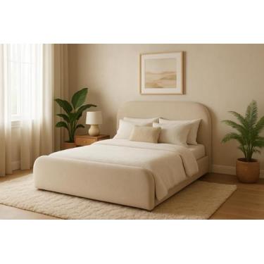 Imagem de Cama King Cabeceira Estofada 1,95m Design Moderno e Elegante - Loncie,