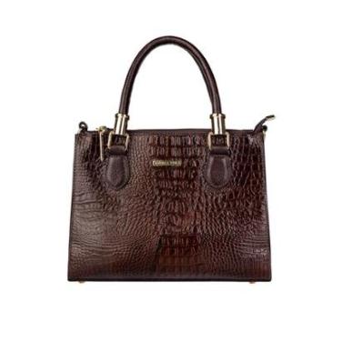Imagem de Bolsa grande de couro croco estruturada Emilia-Feminino