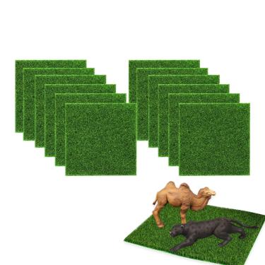 Imagem de Quxddy 12 peças de tapetes de artesanato de grama falsa (2 pacotes) grama artificial musgo, grama de jardim de fadas premium e grama de casa de bonecas para mini projetos DIY, ornamentos de jardim