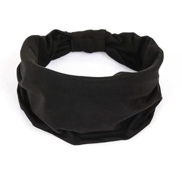 Imagem de Faixas elásticas largas — faixas elásticas estampadas e absorventes para fitness e ioga (Preto sólida)